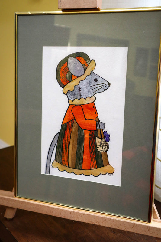 Merry Mouse Framed Illustration