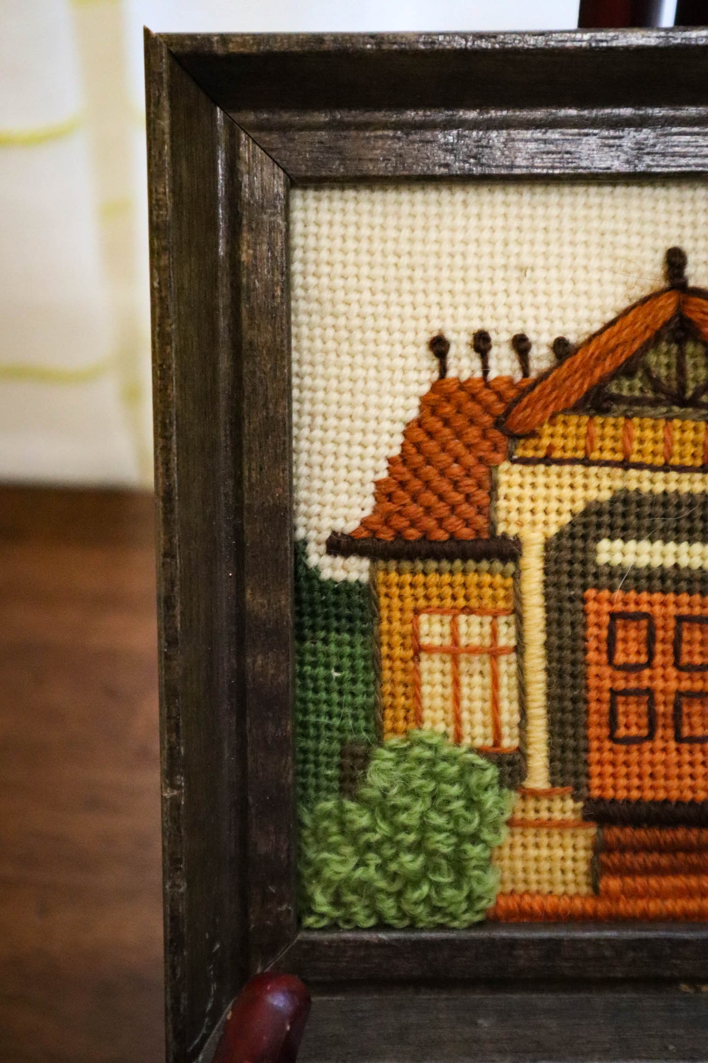 Cozy Victorian House Cross Stitch Framed Art