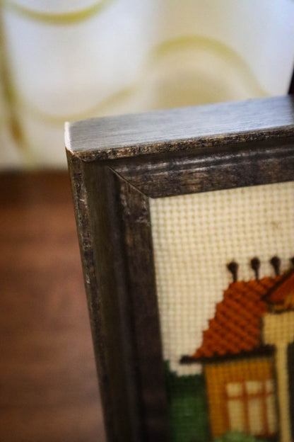 Cozy Victorian House Cross Stitch Framed Art