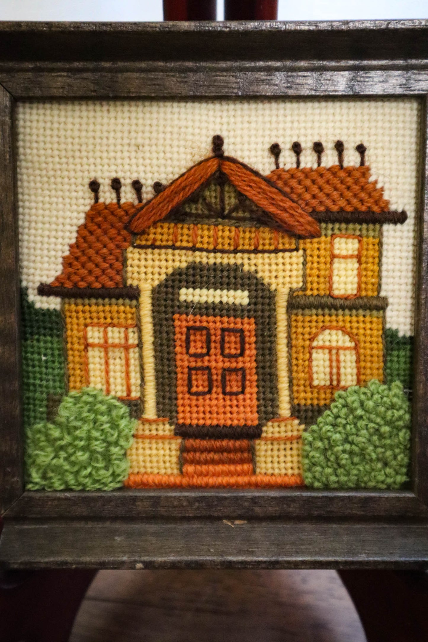 Cozy Victorian House Cross Stitch Framed Art