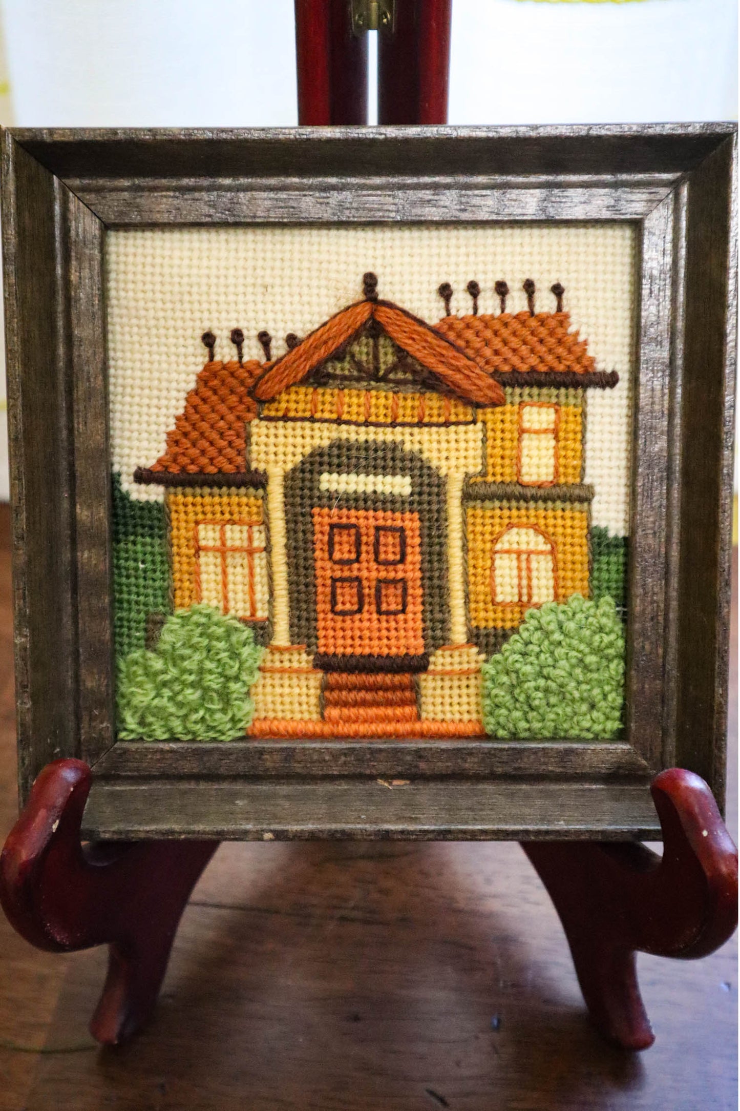 Cozy Victorian House Cross Stitch Framed Art