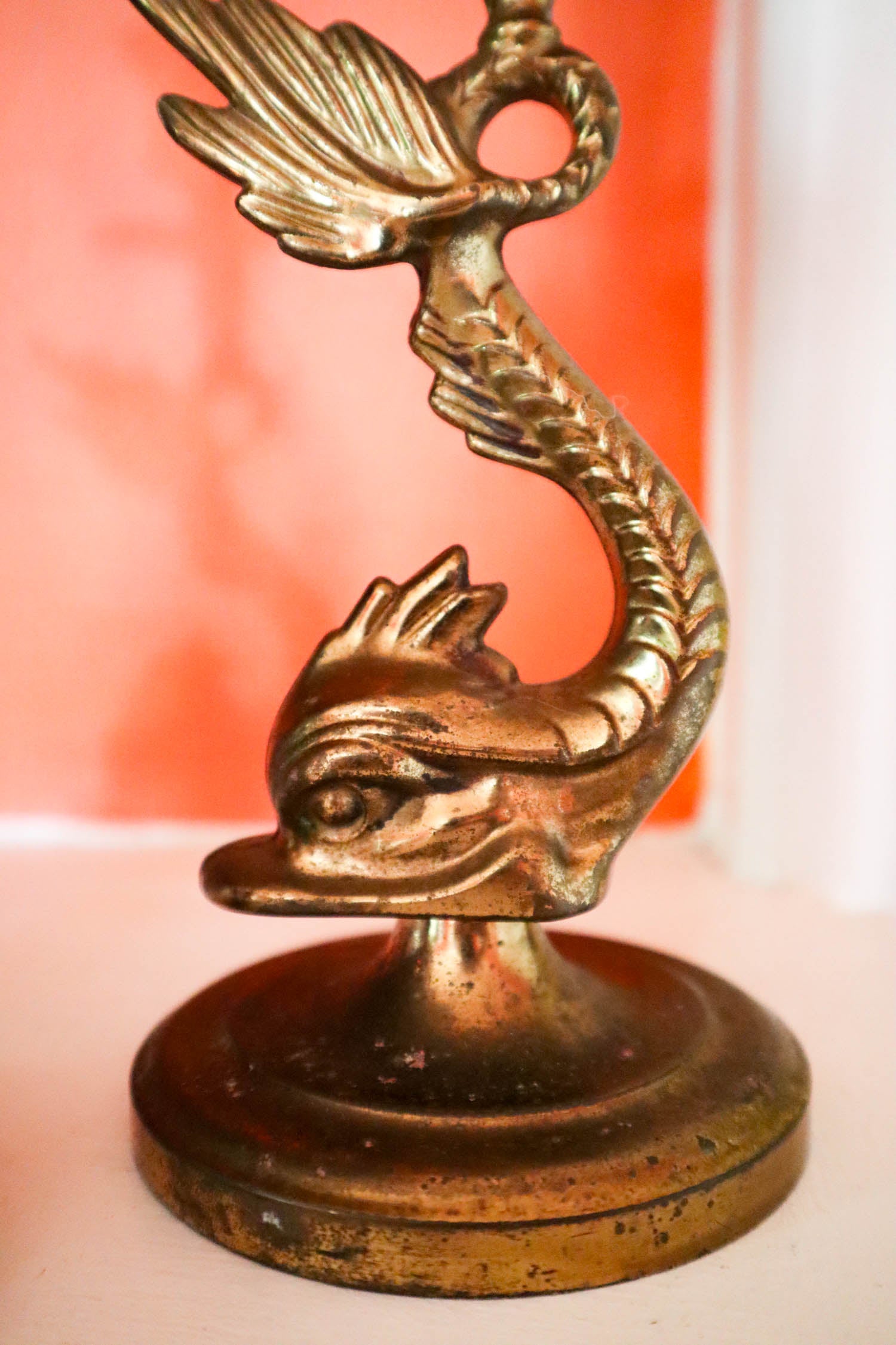 Vintage Pair Solid Brass Dolphin outlet Koi Fish Candlesticks Candle Tripod 8” Heavy