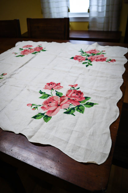 Rosy Linen Tablecloth