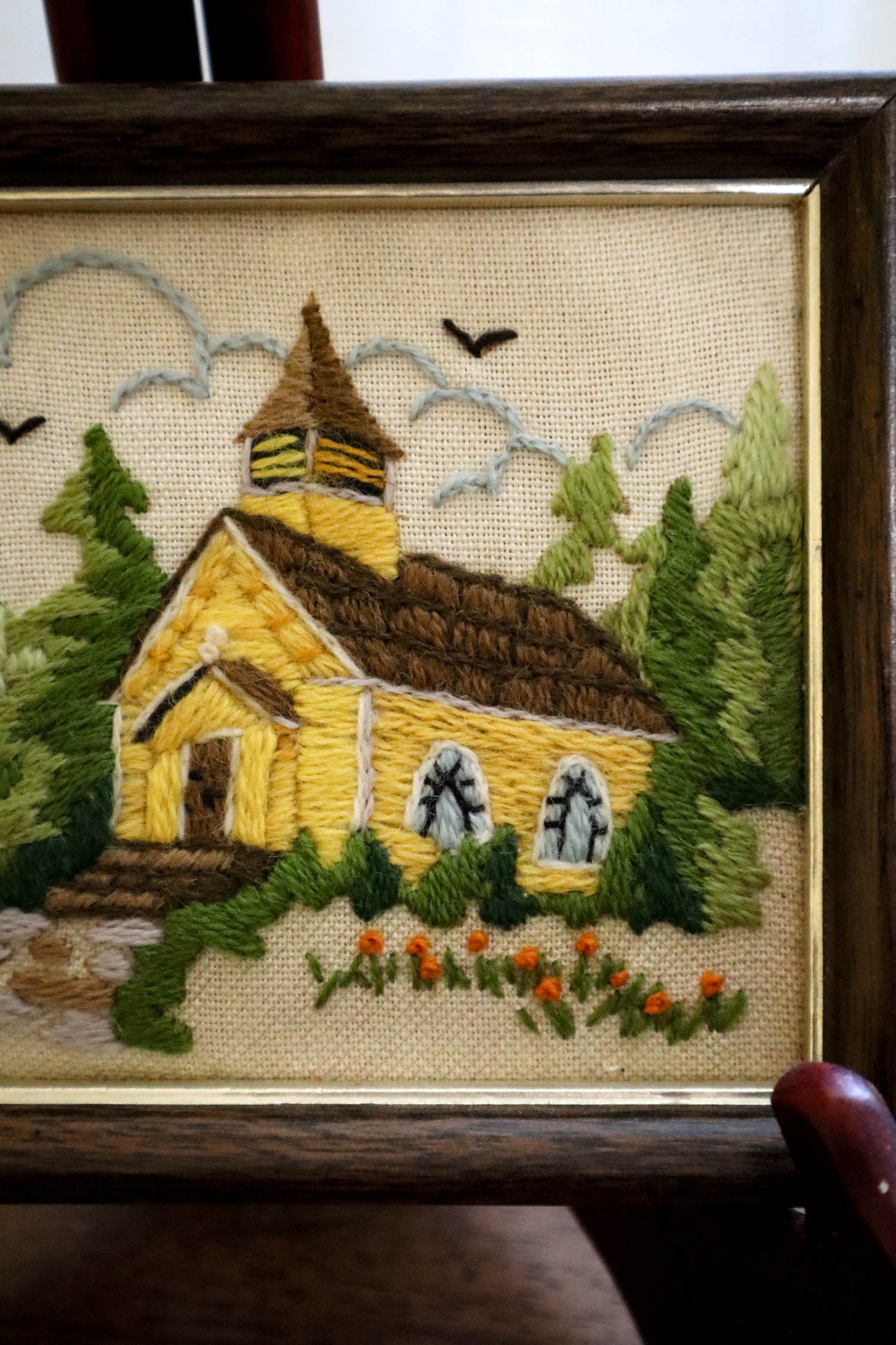 Woodside Church Crewel Framed Art