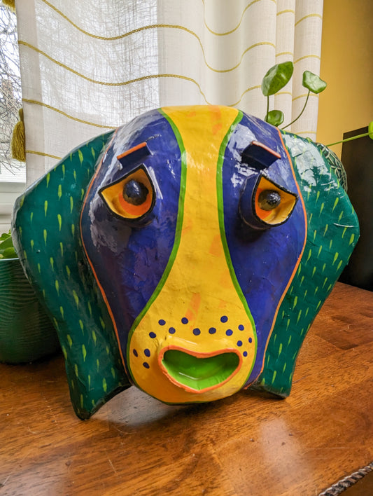 Polychromatic Pooch Papier-mâché Mask