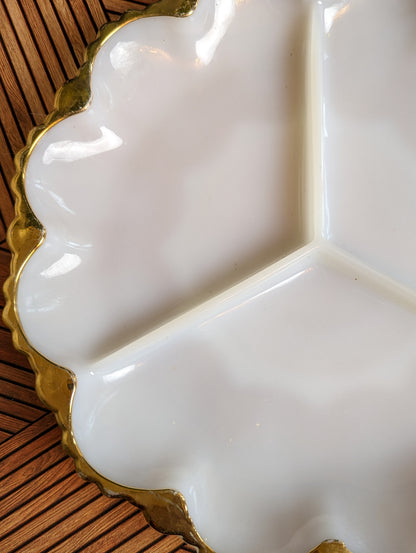 Gilded Milk Glass Tray