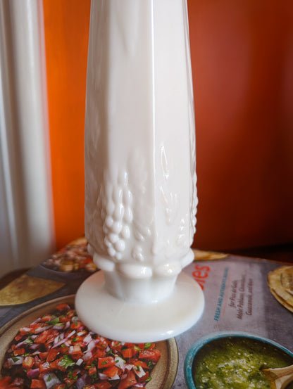 Grape Expectations Milk Glass Swung Vase