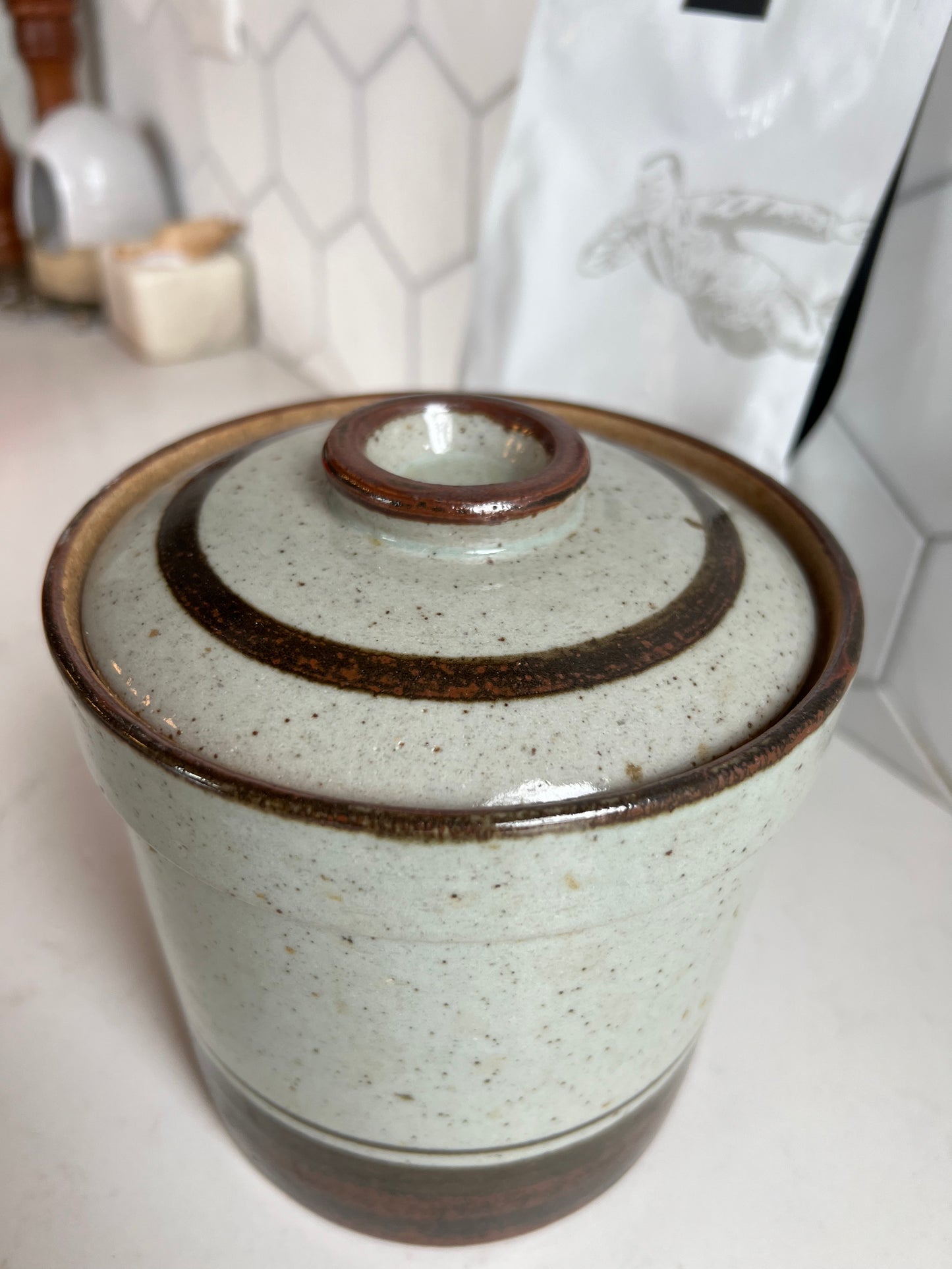 Creamy Grey-Blue Japanese Crock