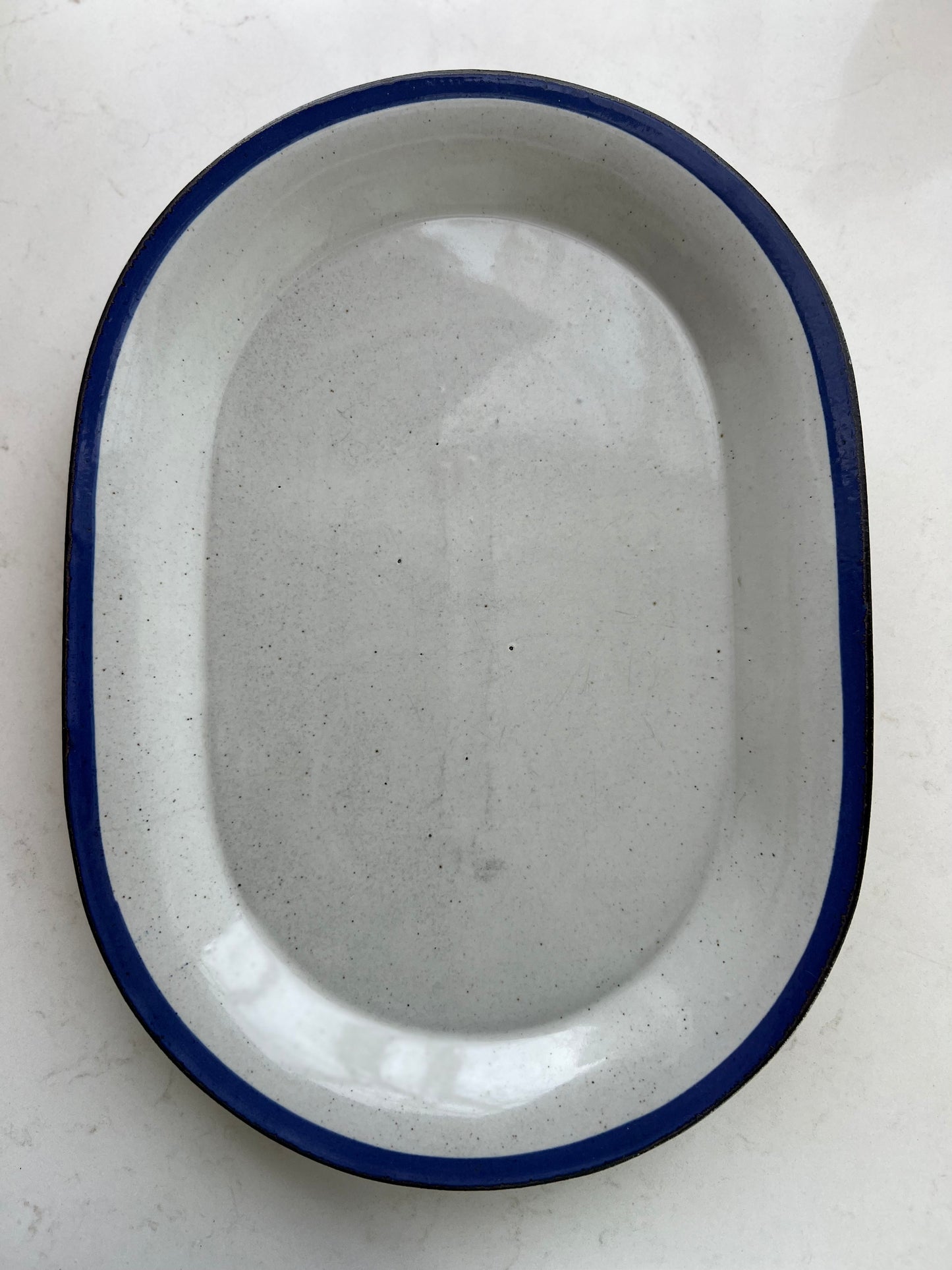 Blue Trim Stoneware Platter